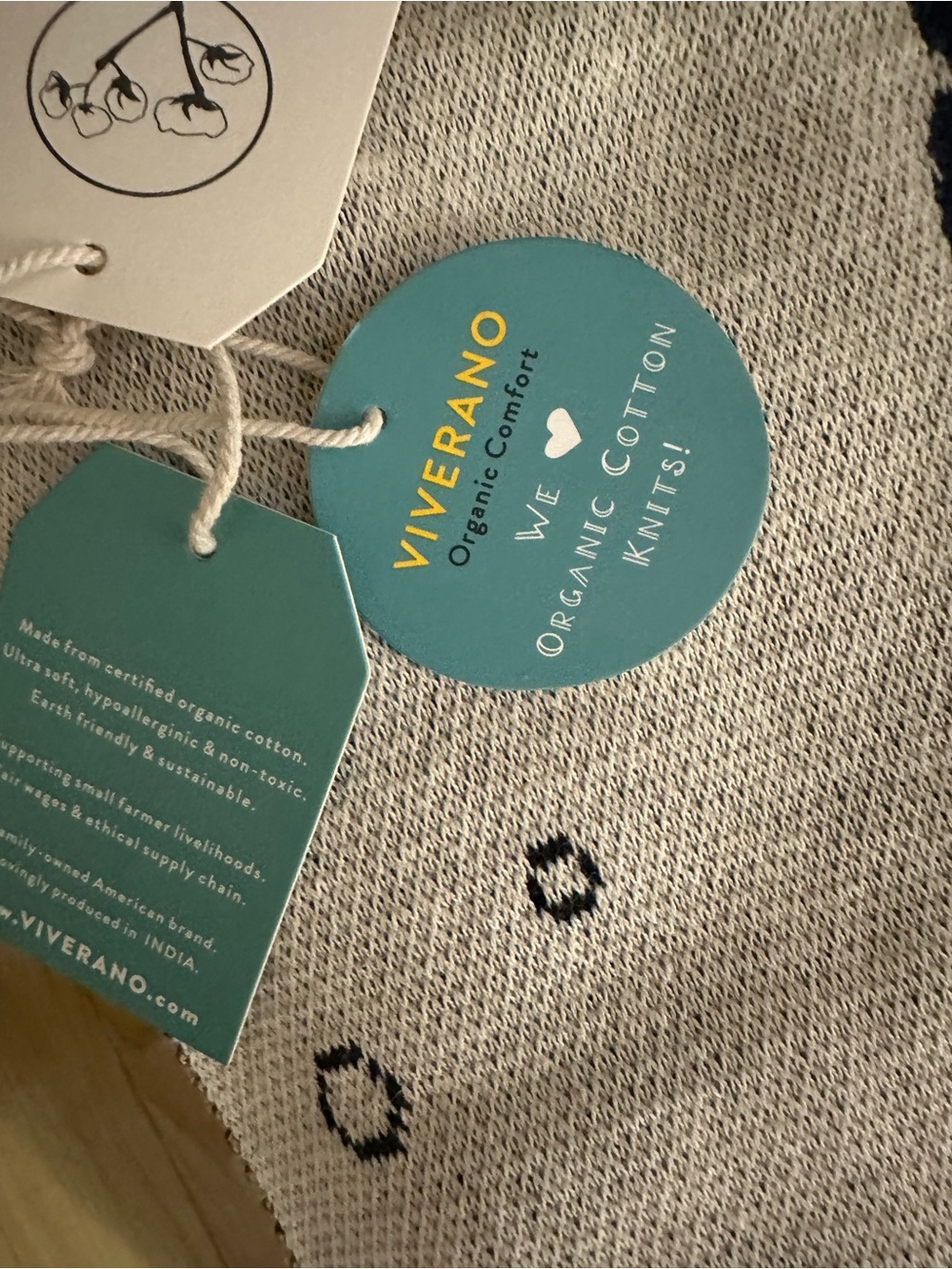 NWT Ocean Theme Knit Baby Blanket - Whale & Sea Creatures 100% Organic Cotton - Picture 4 of 5